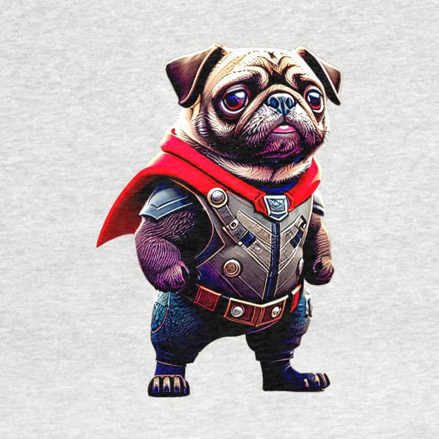 Heroic Cute Pug Wears Armor Costume - Adorable in Superhero Pet Costume by fur-niche